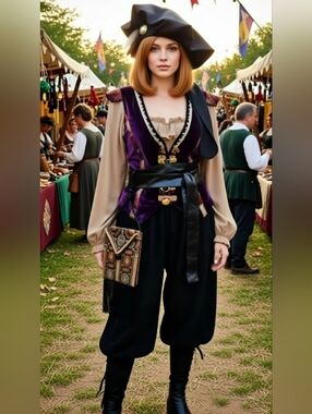One-Of-A-Kind Upcycled Renaissance Fairy/ Rogue Costume Complete Set Size L